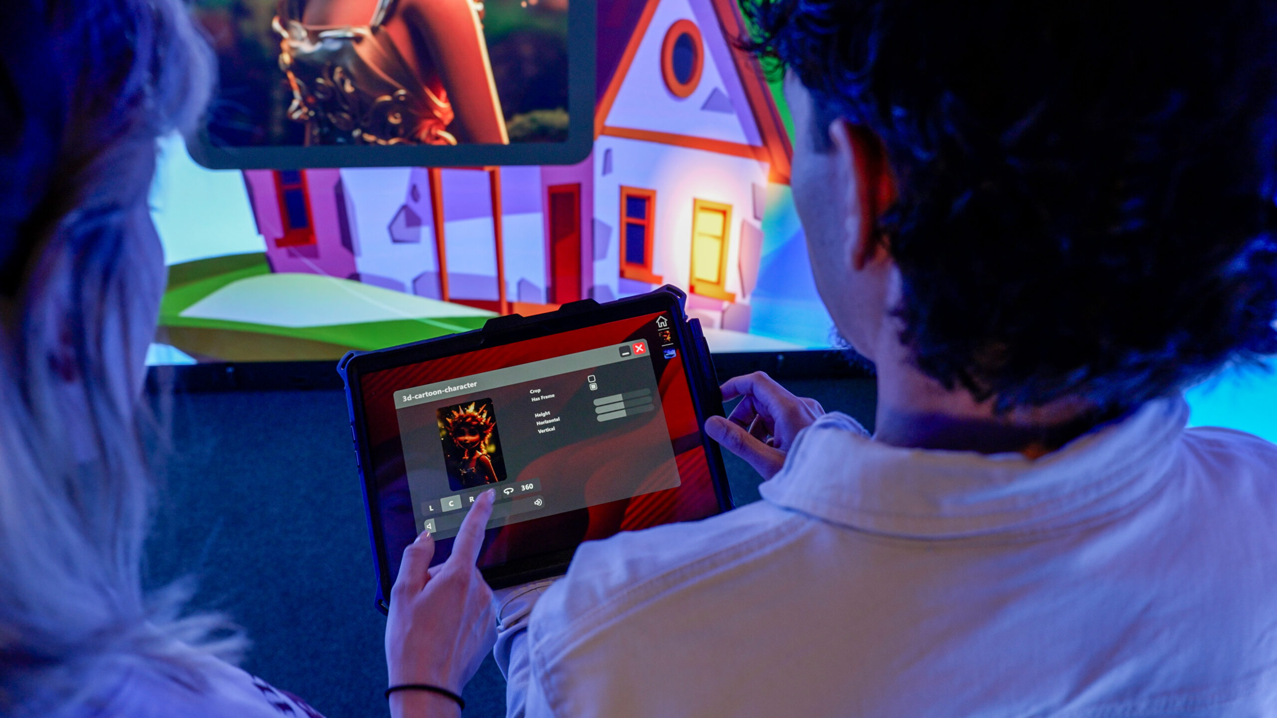 Immersive Room control tablet running the Immersive Suite software